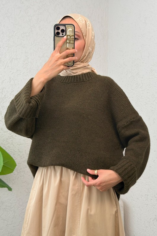 Salaş Örme Triko Kazak 70117 - HAKİ