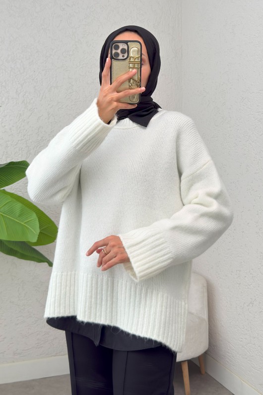 Salaş Örme Triko Kazak 70117 - KREM