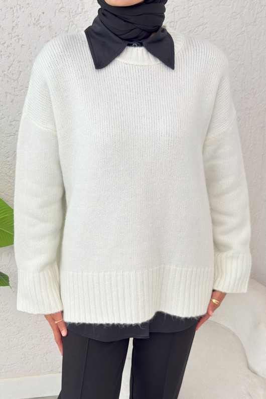 Salaş Örme Triko Kazak 70117 - KREM