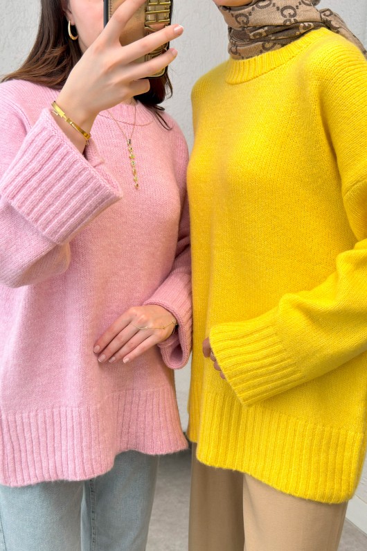 Salaş Örme Triko Kazak 70117 - PEMBE