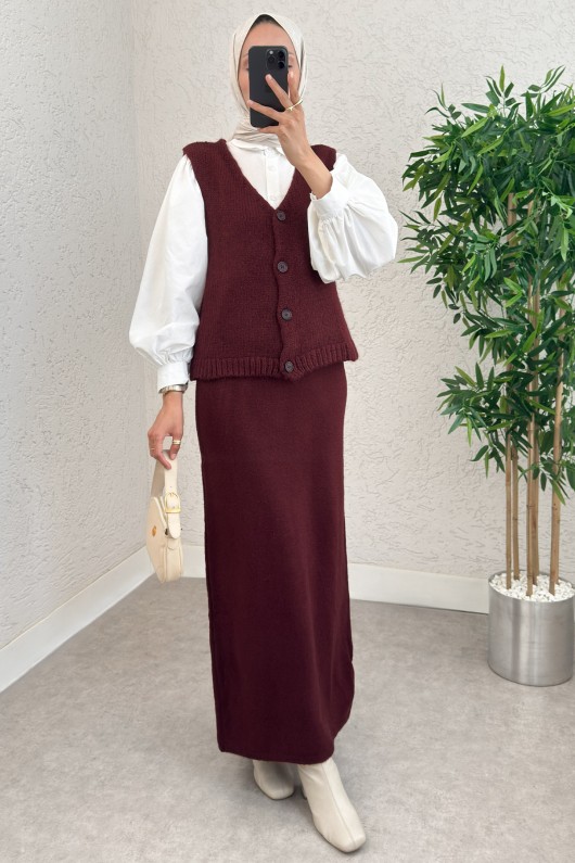 Triko Yelekli Takım 70136 - BORDO