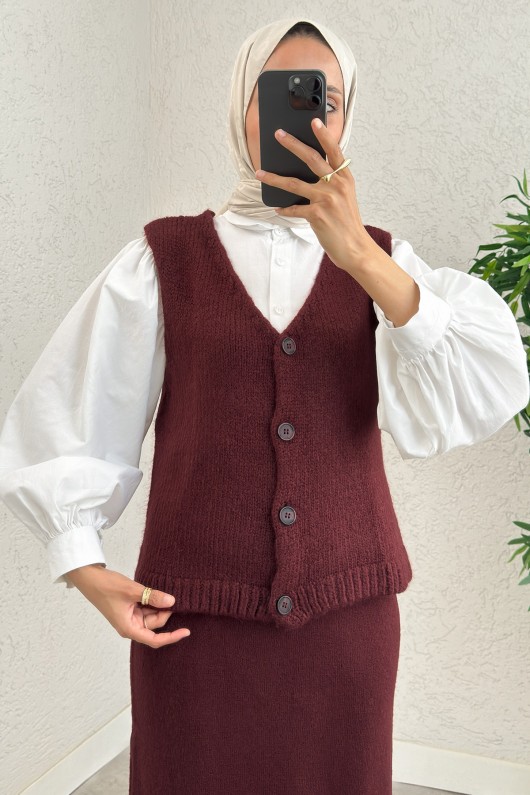 Triko Yelekli Takım 70136 - BORDO