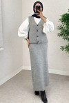 Triko Yelekli Takım 70136 - GRİ Triko Yelekli Takım 70136 - GRİ