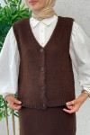 Triko Yelekli Takım 70136 - KAHVERENGİ