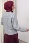 Yumoş Dokulu Triko Hırka 70145 - GRİ Yumoş Dokulu Triko Hırka 70145 - GRİ