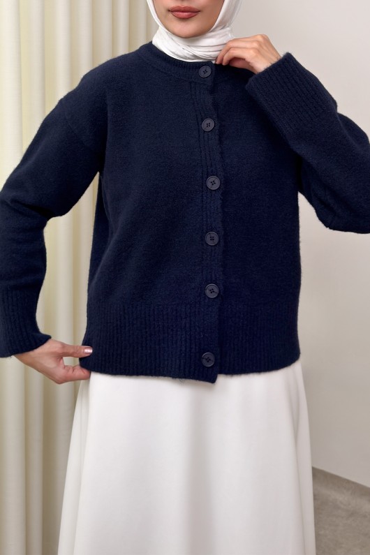 Yumoş Dokulu Triko Hırka 70145 - LACİVERT