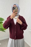 Düğmeli Triko Hırka 70148 - BORDO