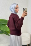 Düğmeli Triko Hırka 70148 - BORDO