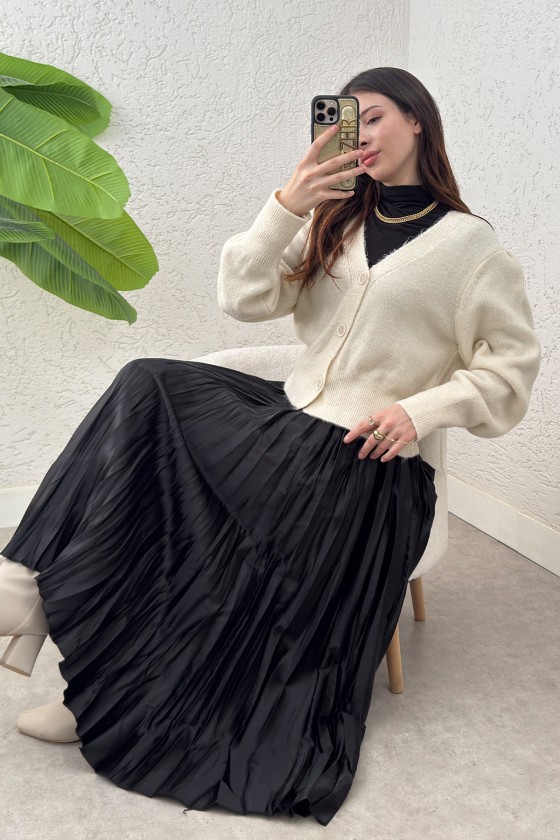 Düğmeli Triko Hırka 70148 - EKRU