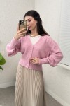Düğmeli Triko Hırka 70148 - PEMBE