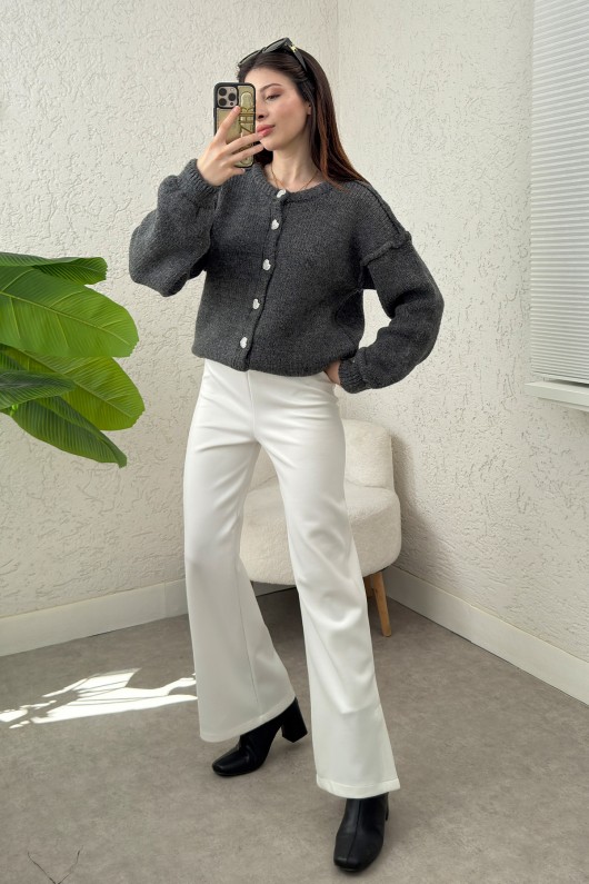 Ters Dikişli Triko Hırka 7048 - ANTRASİT