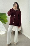 Ters Dikişli Triko Hırka 7048 - BORDO