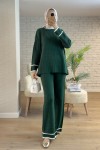 7114 Şerit Detaylı Triko Takım - ZÜMRÜT YEŞİLİ