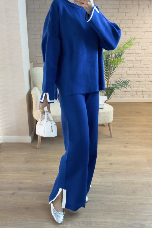 7115 Yırtmaç Detaylı Triko Takım - SAKS