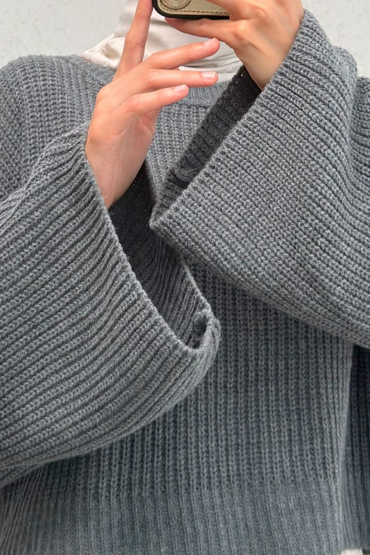 İspanyol Kol Crop Kazak 743 - ANTRASİT