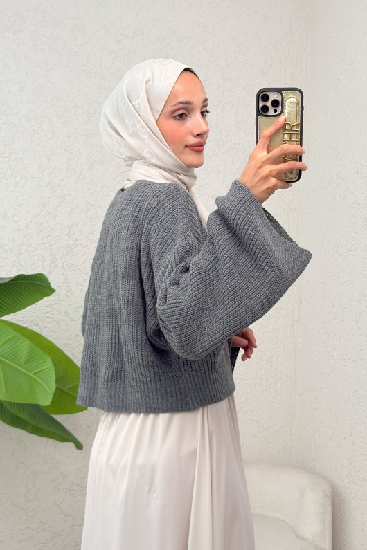 İspanyol Kol Crop Kazak 743 - ANTRASİT