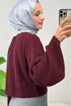 İspanyol Kol Crop Kazak 743 - BORDO