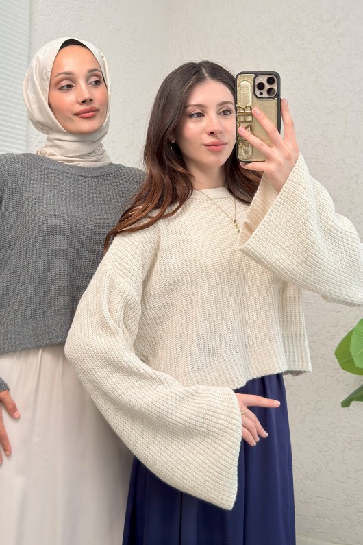 İspanyol Kol Crop Kazak 743 - EKRU