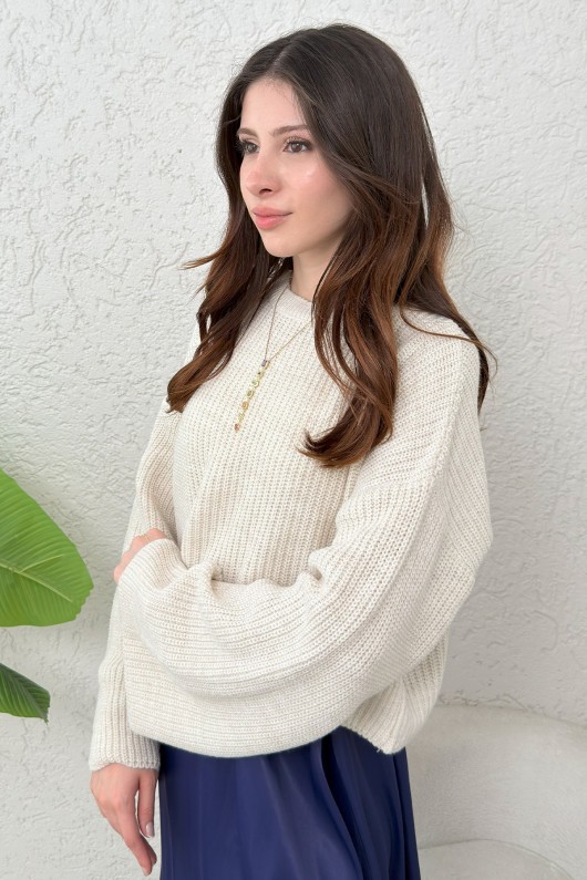 İspanyol Kol Crop Kazak 743 - EKRU