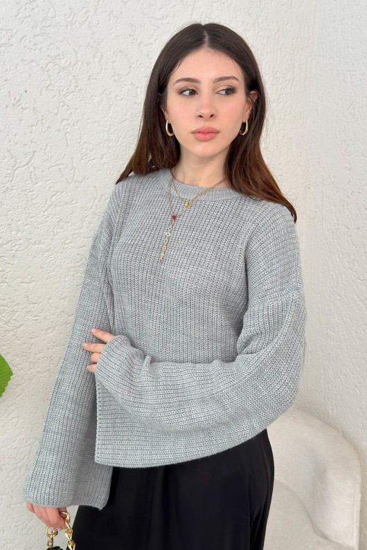 İspanyol Kol Crop Kazak 743 - GRİ