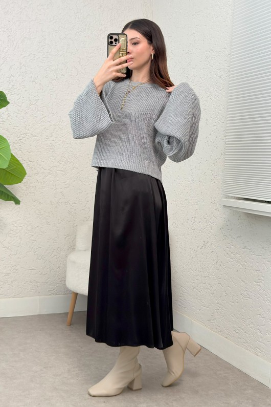 İspanyol Kol Crop Kazak 743 - GRİ