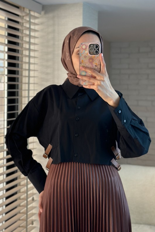 8007 Yanları Tokalı Tunik - SİYAH 8007 Yanları Tokalı Tunik - SİYAH