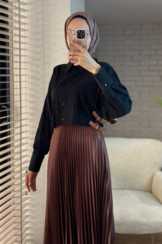 8007 Yanları Tokalı Tunik - SİYAH 8007 Yanları Tokalı Tunik - SİYAH