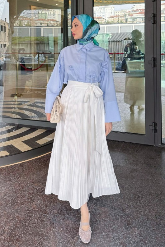 Çiçek Detaylı Gömlek 81019 - BEBE MAVİSİ