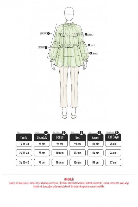 Reglan Çiçek Detaylı Tunik 81061 - BORDO