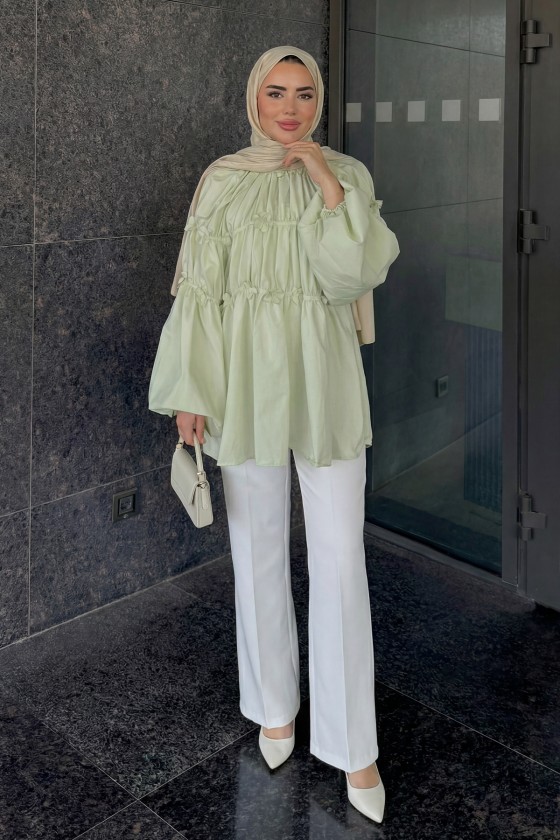 Reglan Çiçek Detaylı Tunik 81061 - AÇIK YEŞİL Reglan Çiçek Detaylı Tunik 81061 - AÇIK YEŞİL