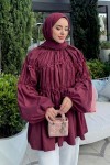 Reglan Çiçek Detaylı Tunik 81061 - BORDO