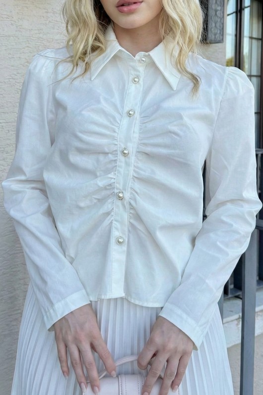 Önü Büzgü Detaylı Gömlek 81181 - TEREYAĞ SARISI Önü Büzgü Detaylı Gömlek 81181 - TEREYAĞ SARISI