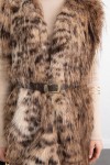 Leopar Desen Kemerli Yelek 8954 - KAHVERENGİ