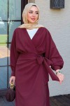 Bağlama Detaylı Elbise 9981 - BORDO