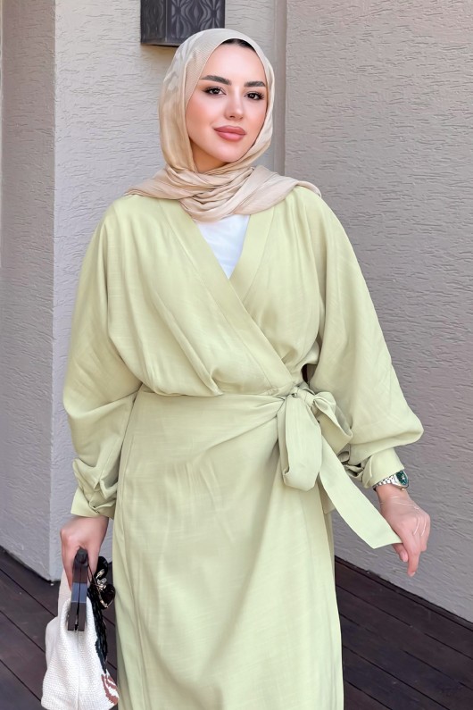 Bağlama Detaylı Elbise 9981 - KÜF YEŞİLİ