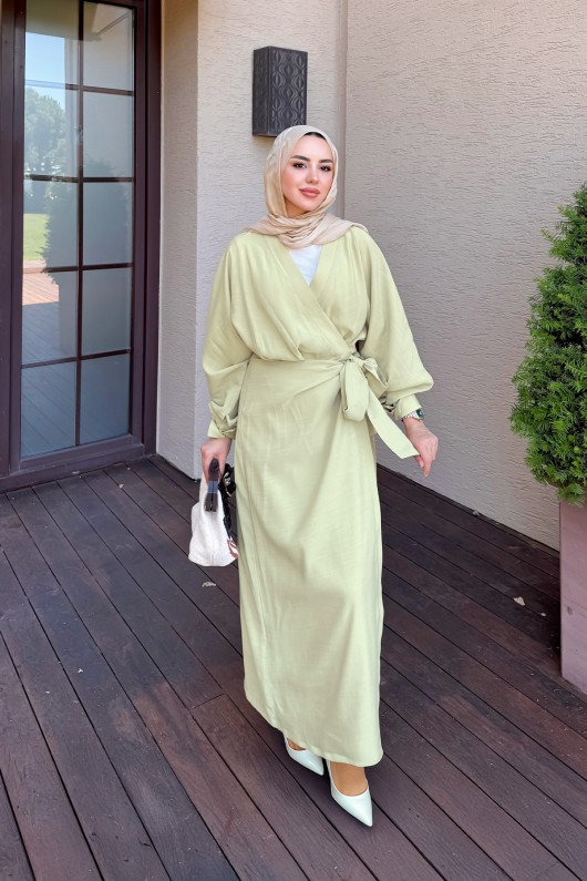 Bağlama Detaylı Elbise 9981 - KÜF YEŞİLİ