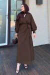 Bağlama Detaylı Elbise 9981 - KAHVERENGİ