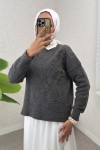 Süzene Nakışlı Triko Kazak 70056 - ANTRASİT