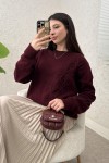 Süzene Nakışlı Triko Kazak 70056 - BORDO Süzene Nakışlı Triko Kazak 70056 - BORDO