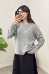 Süzene Nakışlı Triko Kazak 70056 - GRİ