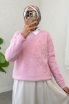 Süzene Nakışlı Triko Kazak 70056 - PEMBE