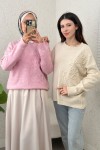 Süzene Nakışlı Triko Kazak 70056 - PEMBE