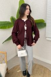 İp Bağcıklı Triko Hırka 70064 - BORDO İp Bağcıklı Triko Hırka 70064 - BORDO