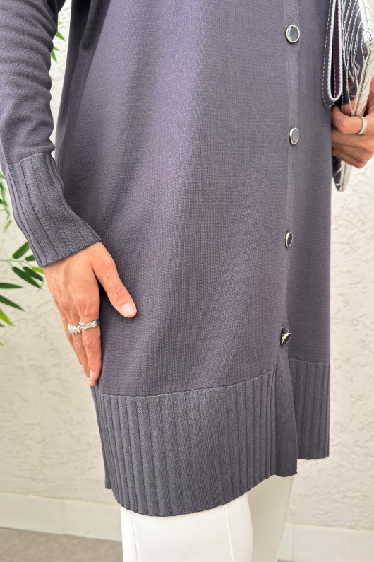 V Yaka Triko Hırka 0140214 - ANTRASİT