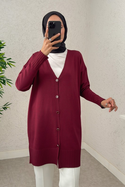 V Yaka Triko Hırka 0140214 - BORDO V Yaka Triko Hırka 0140214 - BORDO