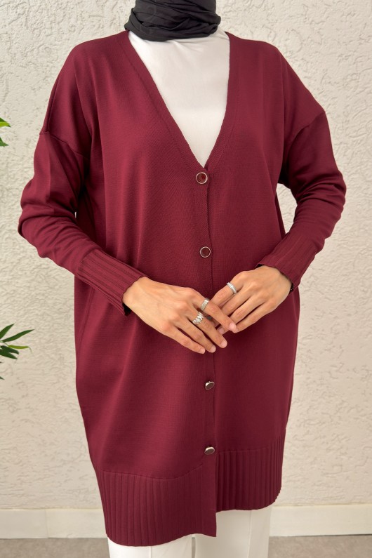 V Yaka Triko Hırka 0140214 - BORDO V Yaka Triko Hırka 0140214 - BORDO