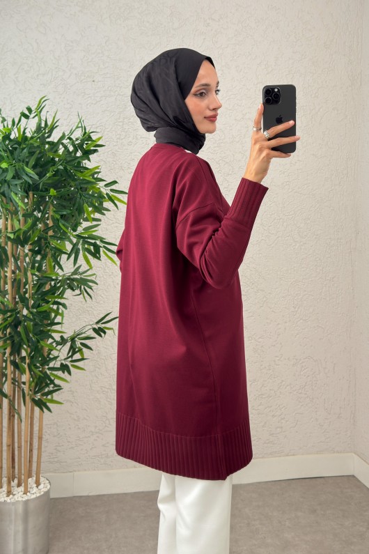 V Yaka Triko Hırka 0140214 - BORDO V Yaka Triko Hırka 0140214 - BORDO