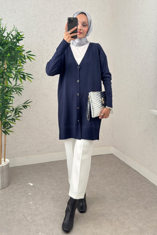 V Yaka Triko Hırka 0140214 - LACİVERT