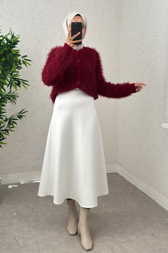 Yumoş Sakallı Triko Hırka 07226 - BORDO