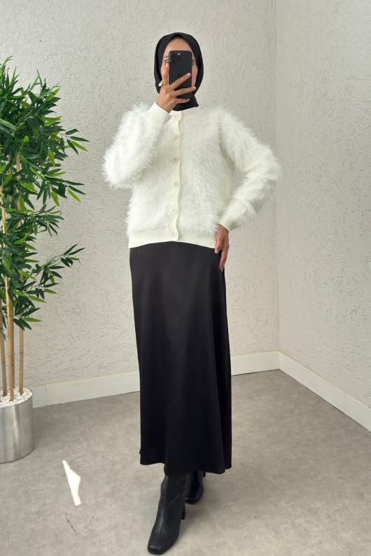 Yumoş Sakallı Triko Hırka 07226 - KREM